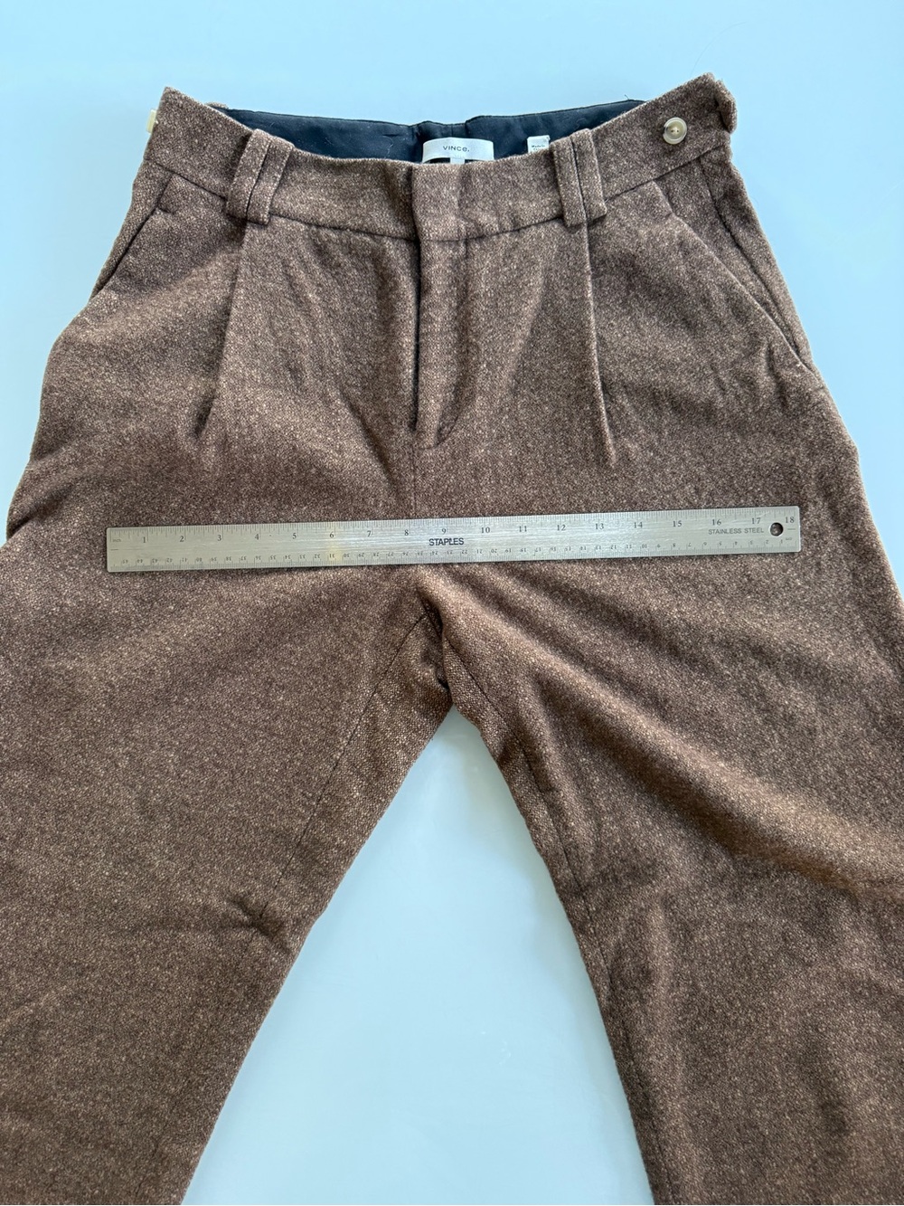 Vince Wide-Leg Wool-Blend Pants in Brown - Picture 4 of 4